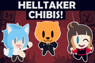 draw or animate any character you want in helltaker chibi style