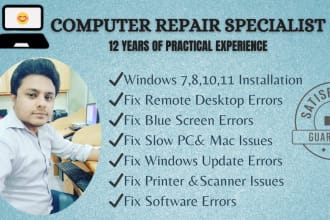repair, fix, troubleshoot windows, desktop, laptop, mac pc remotely