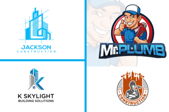 design construction, plumbing, real estate logo design
