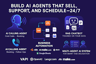 build ai calling agents, chatbots, ai voice agents, automation using vapi, make