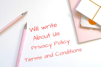 write about us, privacy policy, terms and conditions pages