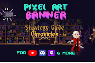 design a pixel art banner for twitch youtube etc