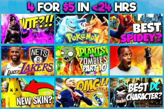 design eye catching gaming thumbnails for cheap