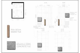provide tile layout for floor plans and elevations