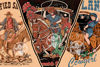 make western cowboy or cowgirl logo design in vintage style
