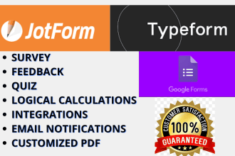 design quiz, survey using jotform, typeform and google form