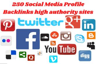 create 250 social media  profile backlinks on high authority sites