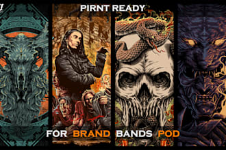 design detailed graphic t shirt artwork for apparel and merch