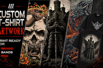 design detailed graphic t shirt artwork for apparel and merch