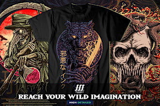 do detailed dark art illustration for t shirt design