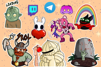 draw custom twitch emotes, badges, cute and funny chat stickers for you