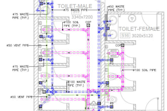 draw 2d, 3d plumbing and drainage blueprints for city permit