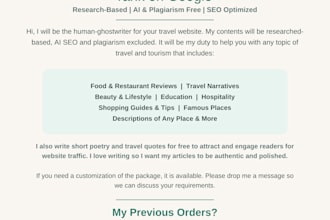 write SEO researched travel blogs that rank on google