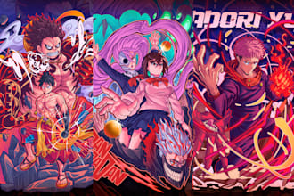create amazing anime t shirt design cartoon t shirt design