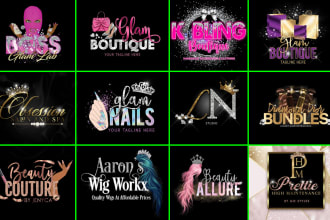 design feminine logo for lip gloss, hair, nail salon, makeup, fashion and beauty