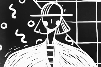 create minimalistic digital illustration in linocut style