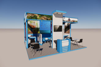 design and render 3d exhibition stalls,booth,stand,kiosk