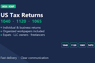 prepare US tax returns 1040, 1120, 1065