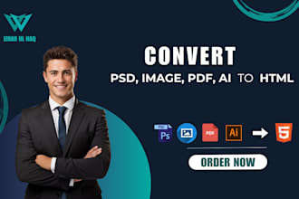 convert PSD, image, PDF to HTML5 responsive using bootstrap4