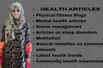 write health, wellness, and fitness articles and blog posts