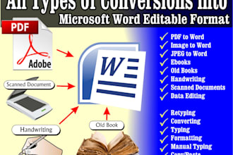 convert, PDF to word, jpeg, scanned, handwriting, and more