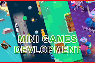 do mini hyper casual indie mobile 2d game using unity development