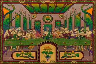 create a unique folk style illustration for you