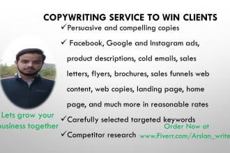 create persuasive sales, ad and website copywriting