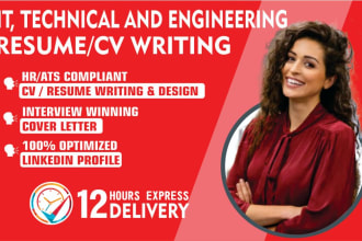 write professional engineering resume, tech, IT, technical, software engineer cv