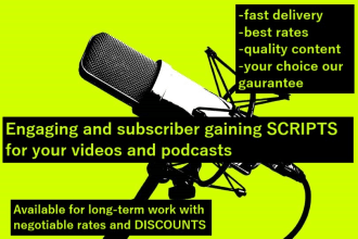 write and help you with your script for youtube videos