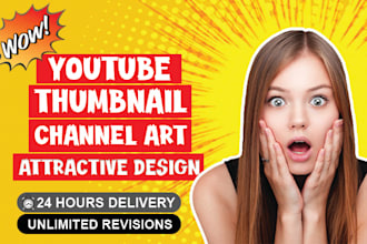 design creative youtube thumbnail and channel art