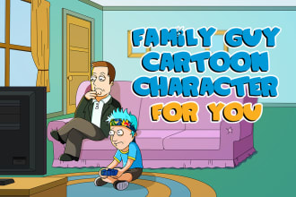 draw a portrait christmas gift in family guy cartoon style