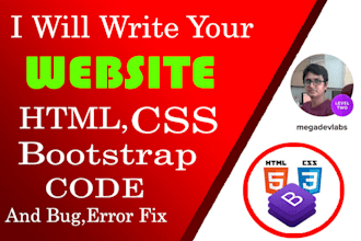 write your website html,css,bootstrap code and bug,error fix