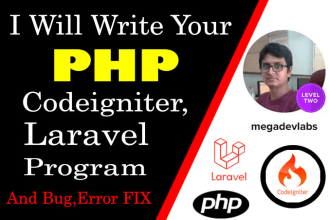 write your php,codeigniter,laravel program and bug,error fix