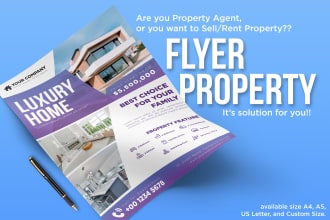 design flyer property agent, property sale, rent property