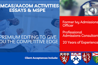 edit your amcas, aacomas activity list or your mspe