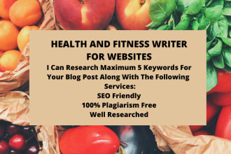 write SEO articles on food, nutrition, and health