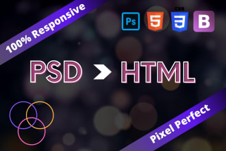 convert PSD or figma to elementor or html responsive website