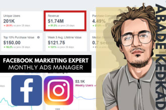 create and manage facebook ads on a monthly basis