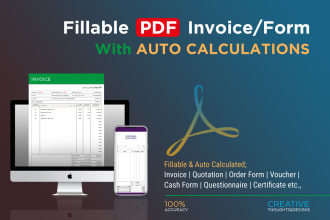 create fillable PDF form and invoice with auto calculation