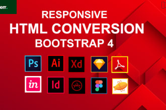convert sketch, figma, PSD to HTML, xd to html bootstrap 5