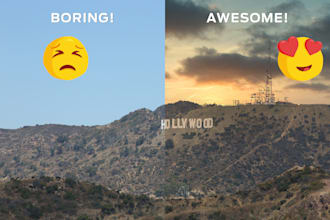 do sky replacement on photos from real estate and vacations