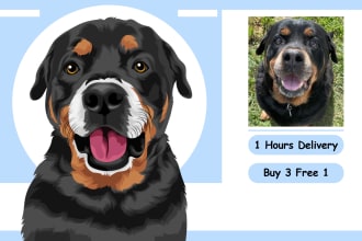 draw express pet portrait for your dog, cat or any pet