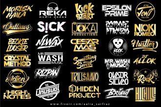 design dj music metal rock band hip hop or typography logo