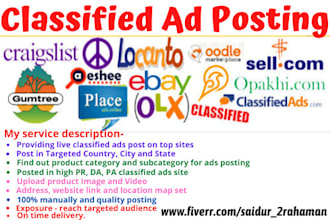do 50 classified ads posting on USA, UK, and canada ads site