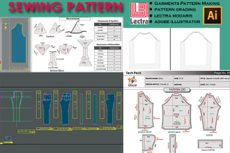 make clothes pattern and grading by lectra and adobe