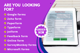 create jotform, typeform, paperform, zoho form, microsoft and google form survey