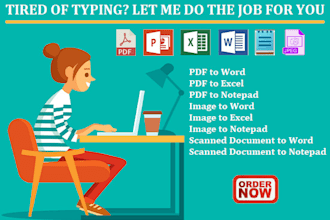 convert PDF, image, scanned file to word and do copy typing
