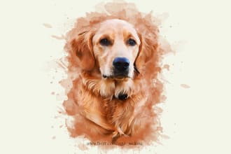 draw an amazing pet portrait watercolor your any pets