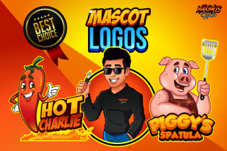 create unique human and animal cartoon mascot business logo